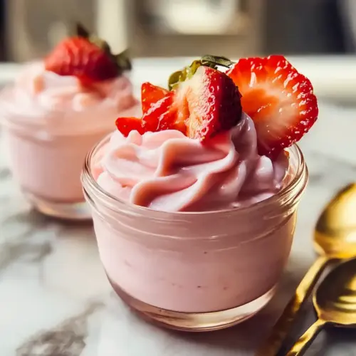 High Protein Greek Yogurt Strawberry Mousse