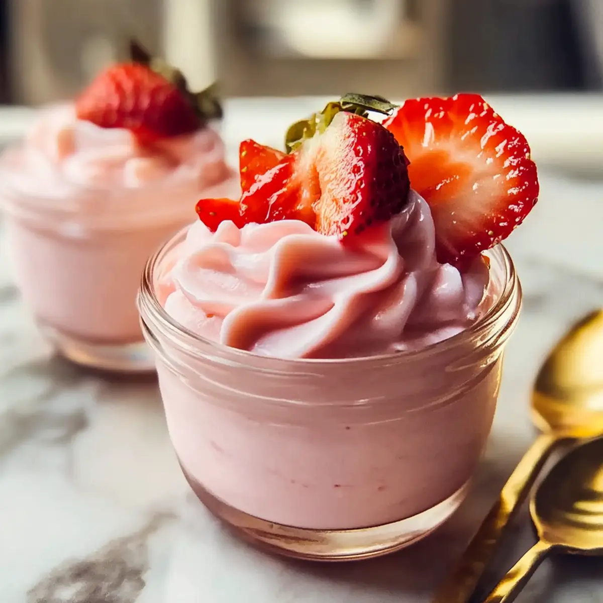 High Protein Greek Yogurt Strawberry Mousse