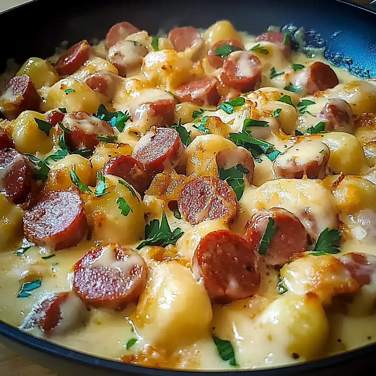 Creamy Kielbasa Gnocchi Skillet