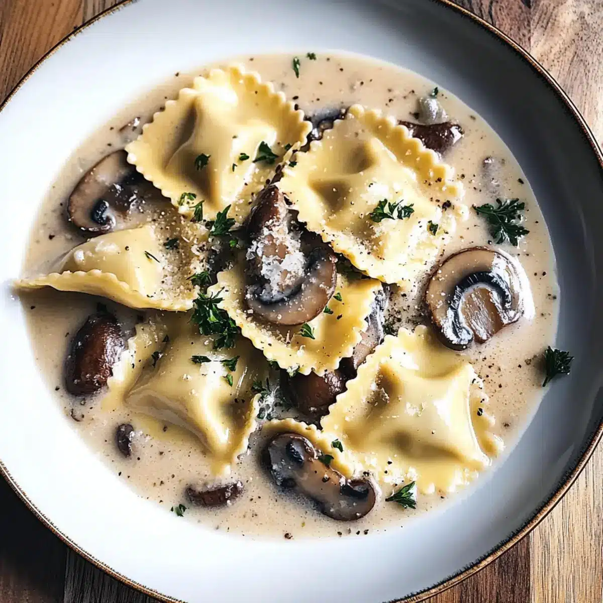 Ravioli with Mushroom Cream Sauce