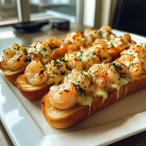 Shrimp Scampi Stuffed Garlic Bread Boats