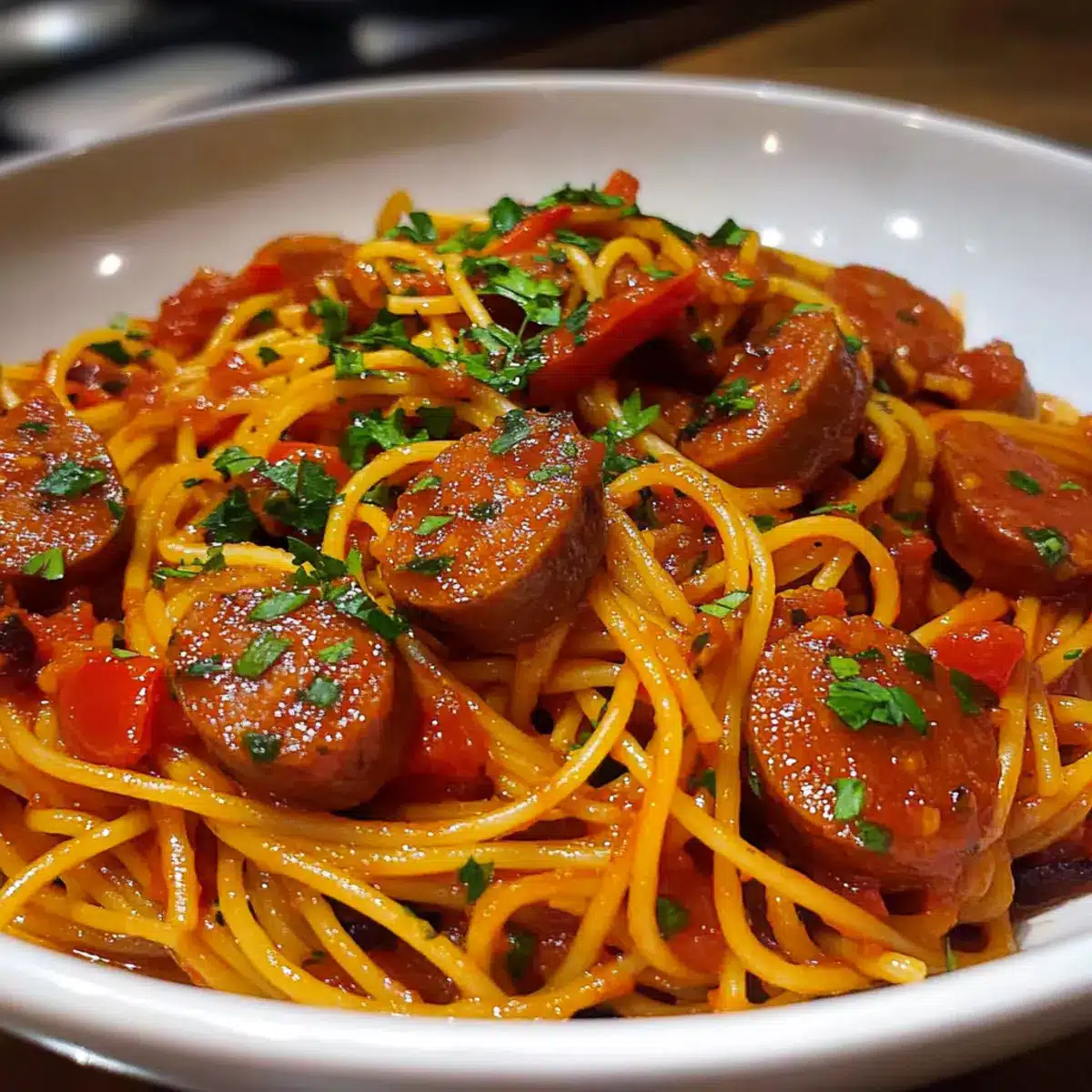 Spaghetti with a Kick: Sausages, Scotch Bonnet & a Haitian Twist