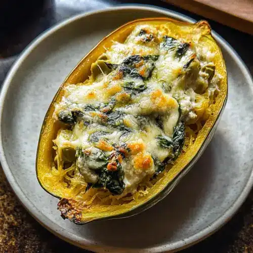 Spinach and Artichoke Stuffed Spaghetti Squash