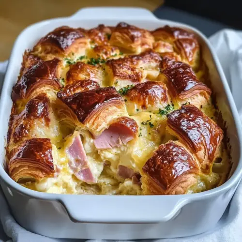 Ham And Cheese Croissant Casserole