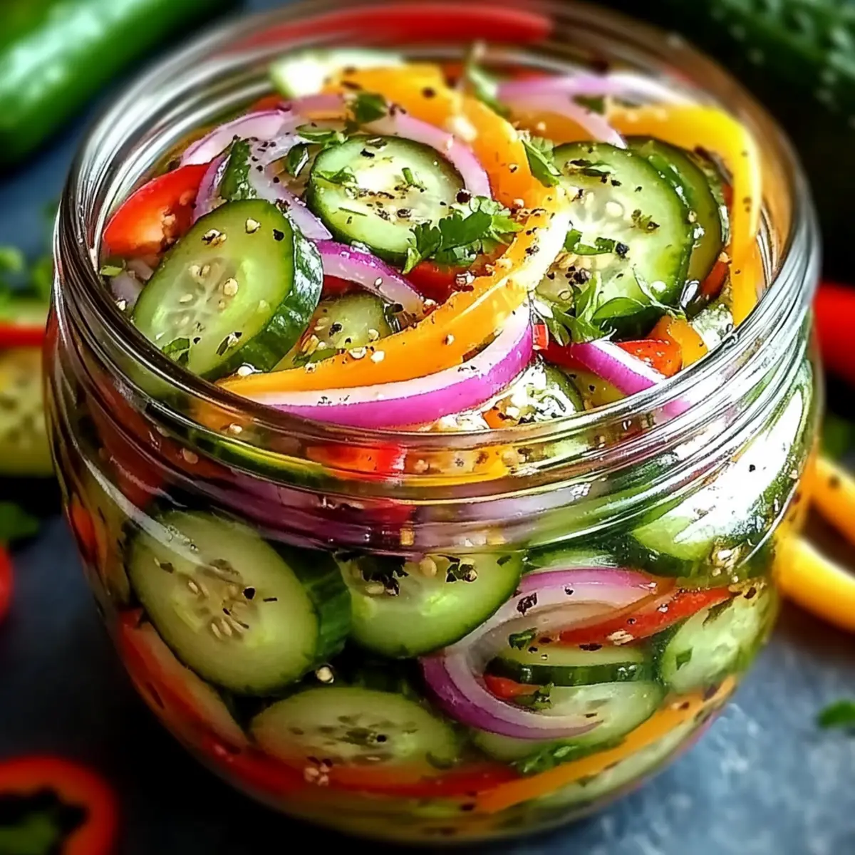 Pickled Cucumber, Onion, and Bell Pepper Salad