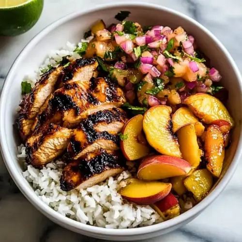 Summer Peach BBQ Chicken Bowls