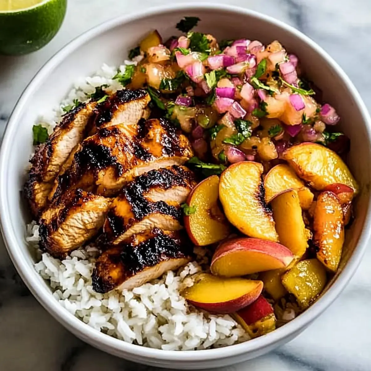 Summer Peach BBQ Chicken Bowls