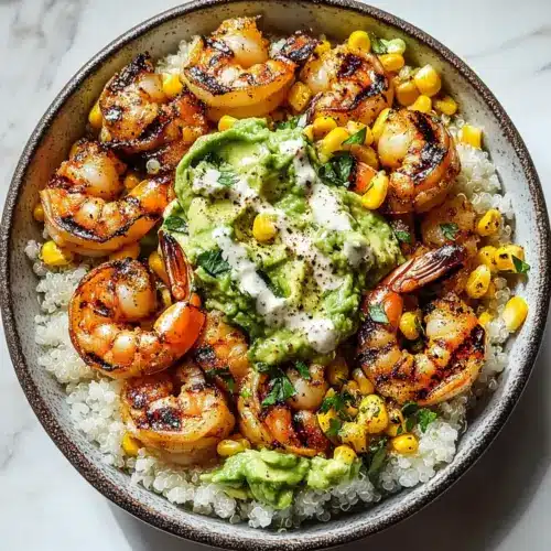 Grilled Shrimp Bowl with Avocado Corn Salsa