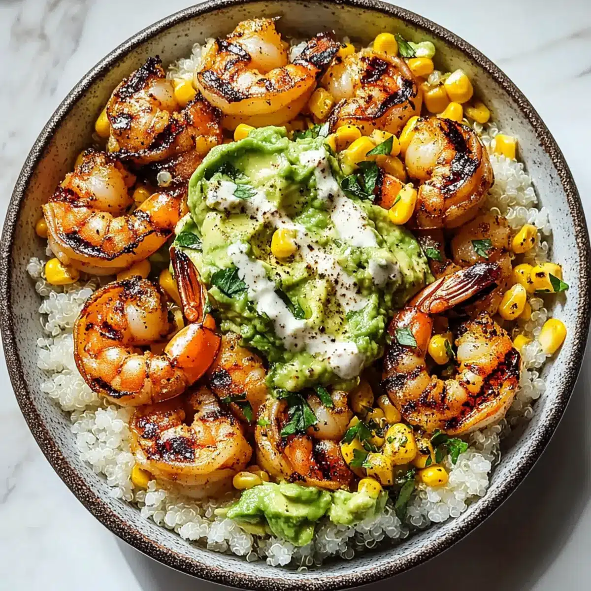 Grilled Shrimp Bowl with Avocado Corn Salsa