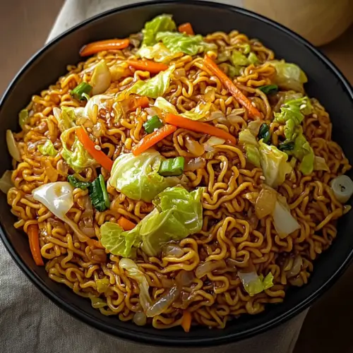 Japanese Yakisoba with Cabbage & Carrots