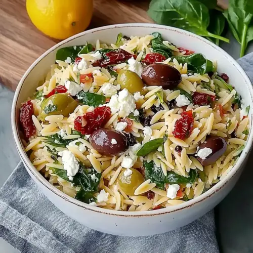 Orzo Pasta Salad with Feta and Sun Dried Tomatoes
