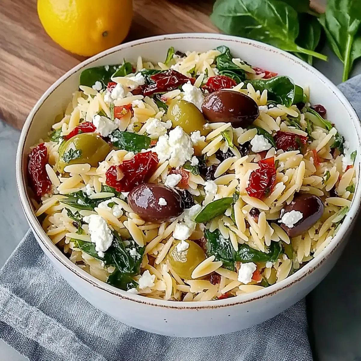 Orzo Pasta Salad with Feta and Sun Dried Tomatoes