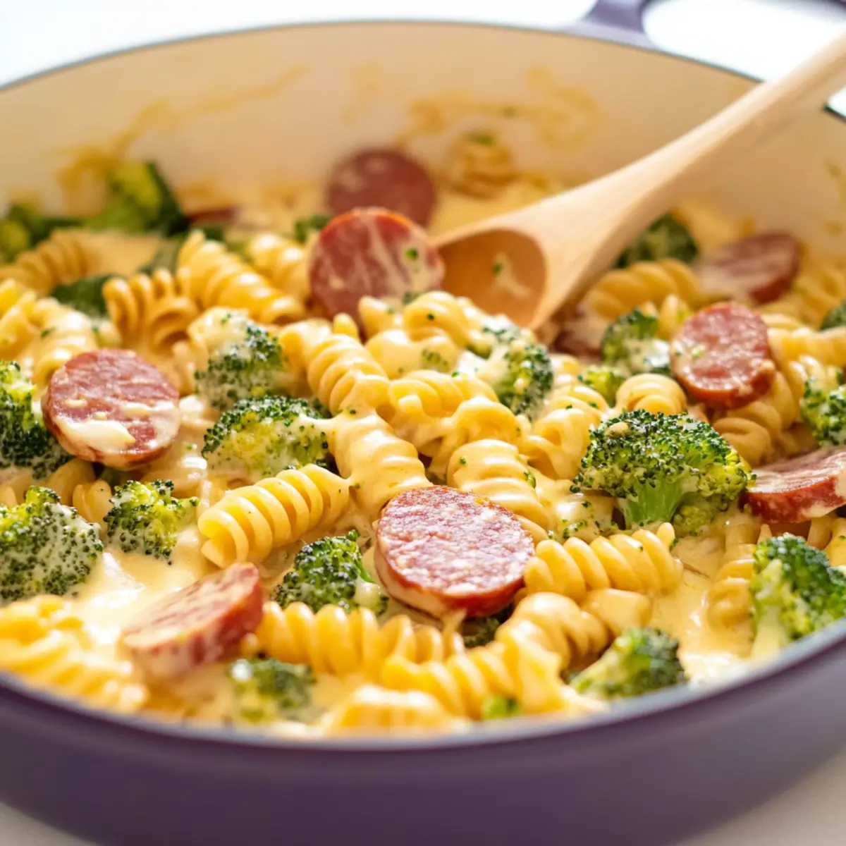 Cheddar Broccoli Kielbasa Pasta