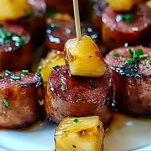 Glazed Kielbasa Pineapple Bites