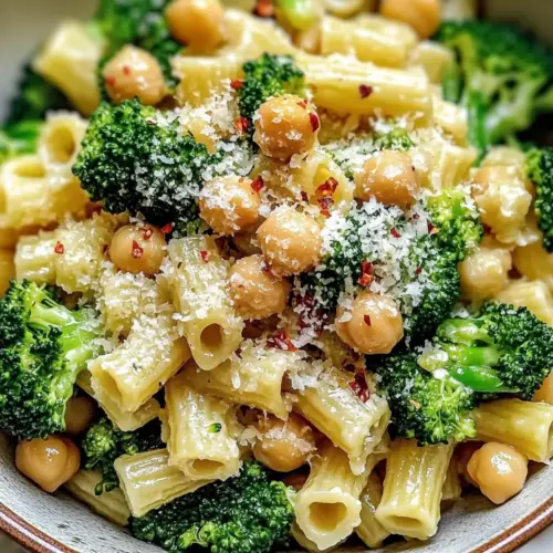 Broccoli Chickpea Pasta with Garlic Olive Oil