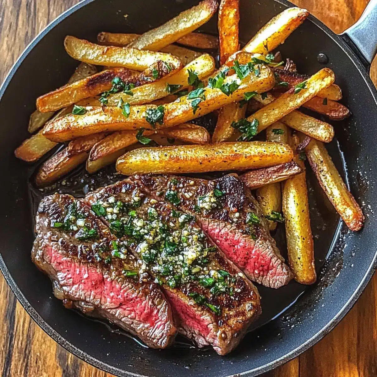 Sizzling Skillet Steak Frites with Paprika Parmesan Fries