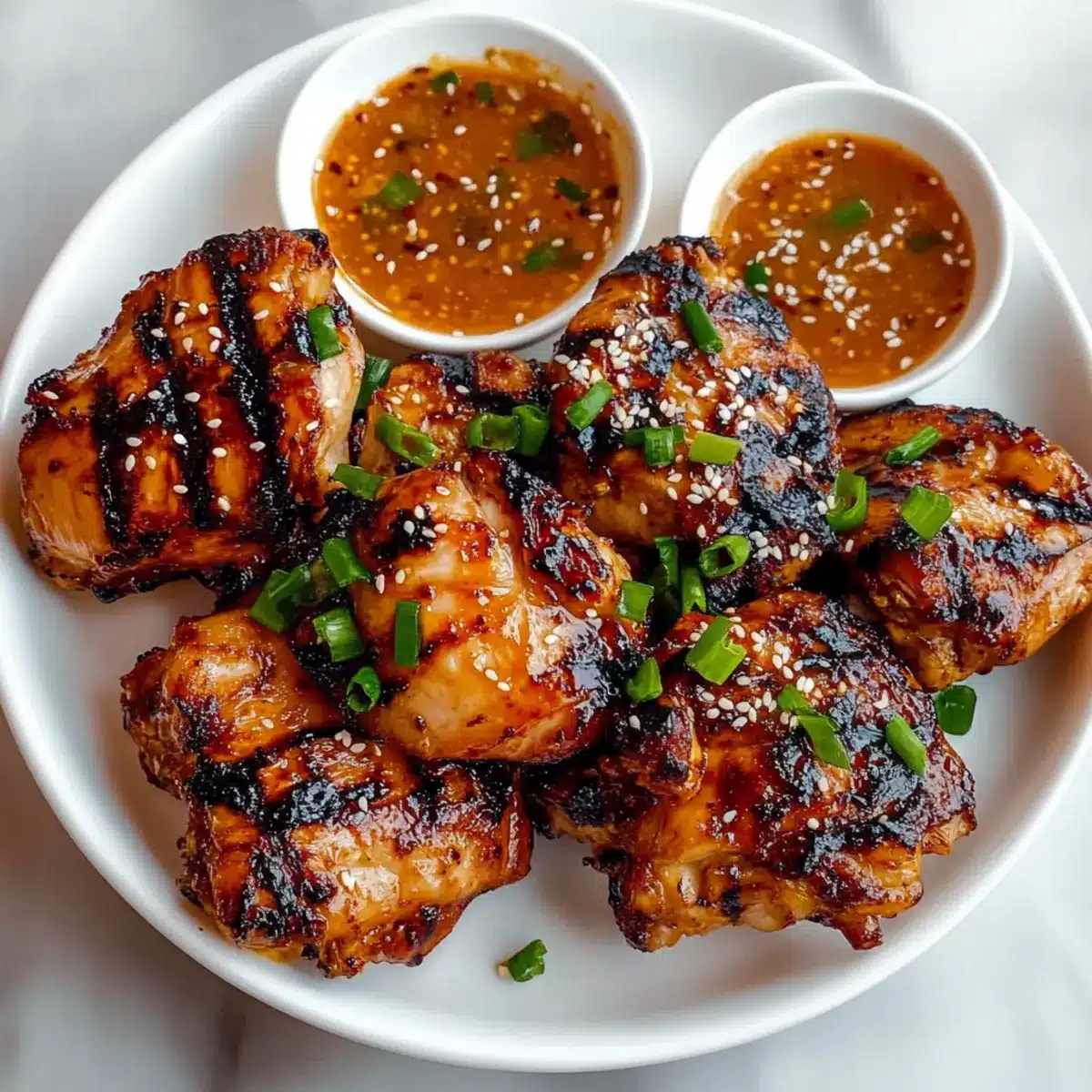 Grilled Korean Chicken Thighs with Ssamjang Sauce