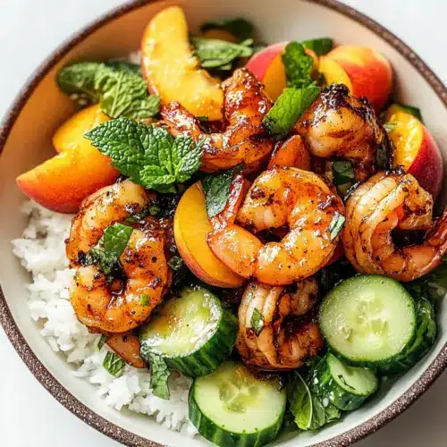 Spicy Shrimp with Peach Salad