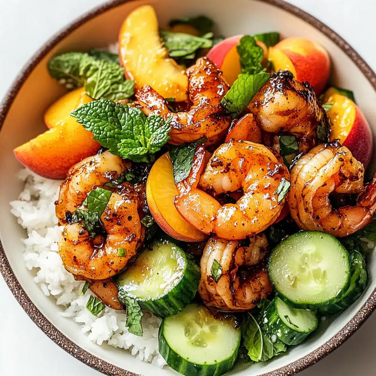 Spicy Shrimp with Peach Salad