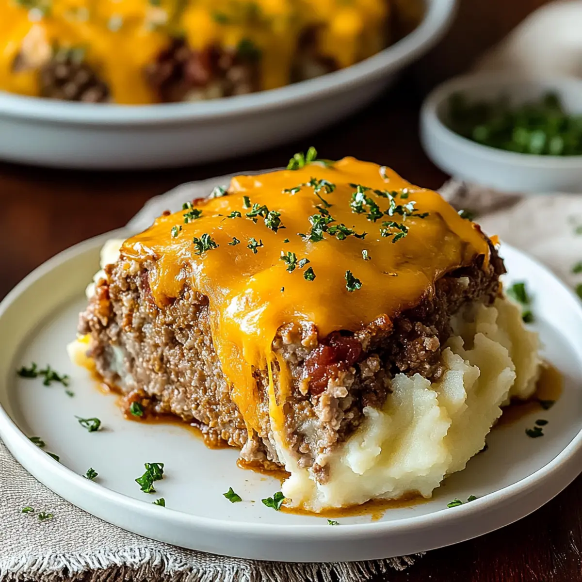 Meatloaf with Mashed Potatoes and Cheese