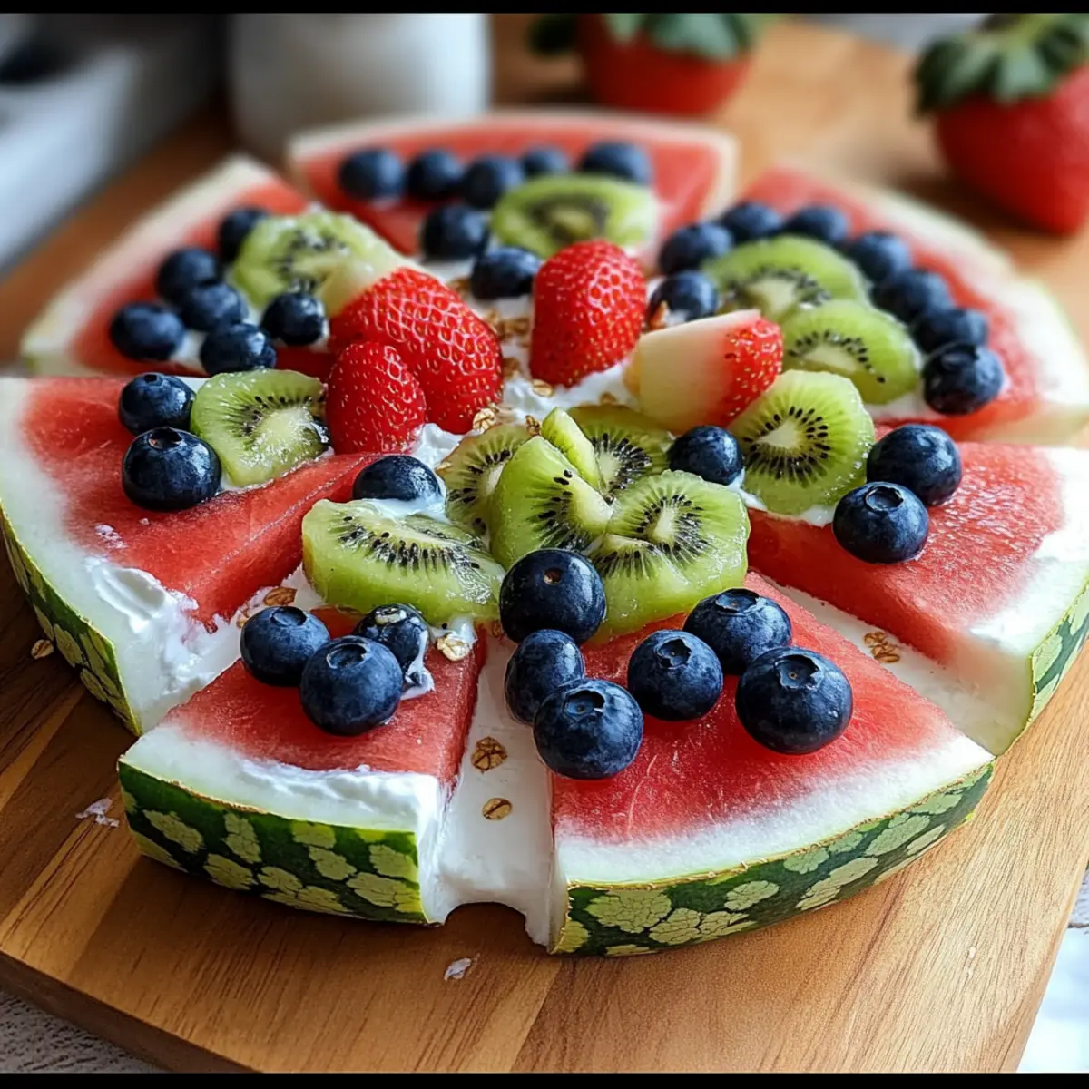 Watermelon Pizza With Creamy Yogurt