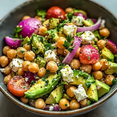 Chickpea Feta Avocado Salad